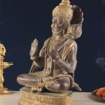 Vintage Brass Lord Hanuman Sculpture 15" | Sand Finish Blessing Mudra | 9.58 kg Divine Presence | 10" Width, 7" Depth | Spiritual Home Decor Masterpiece